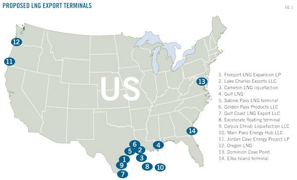 美国天然气出口主要分布点 美国天然气出口主要分布点